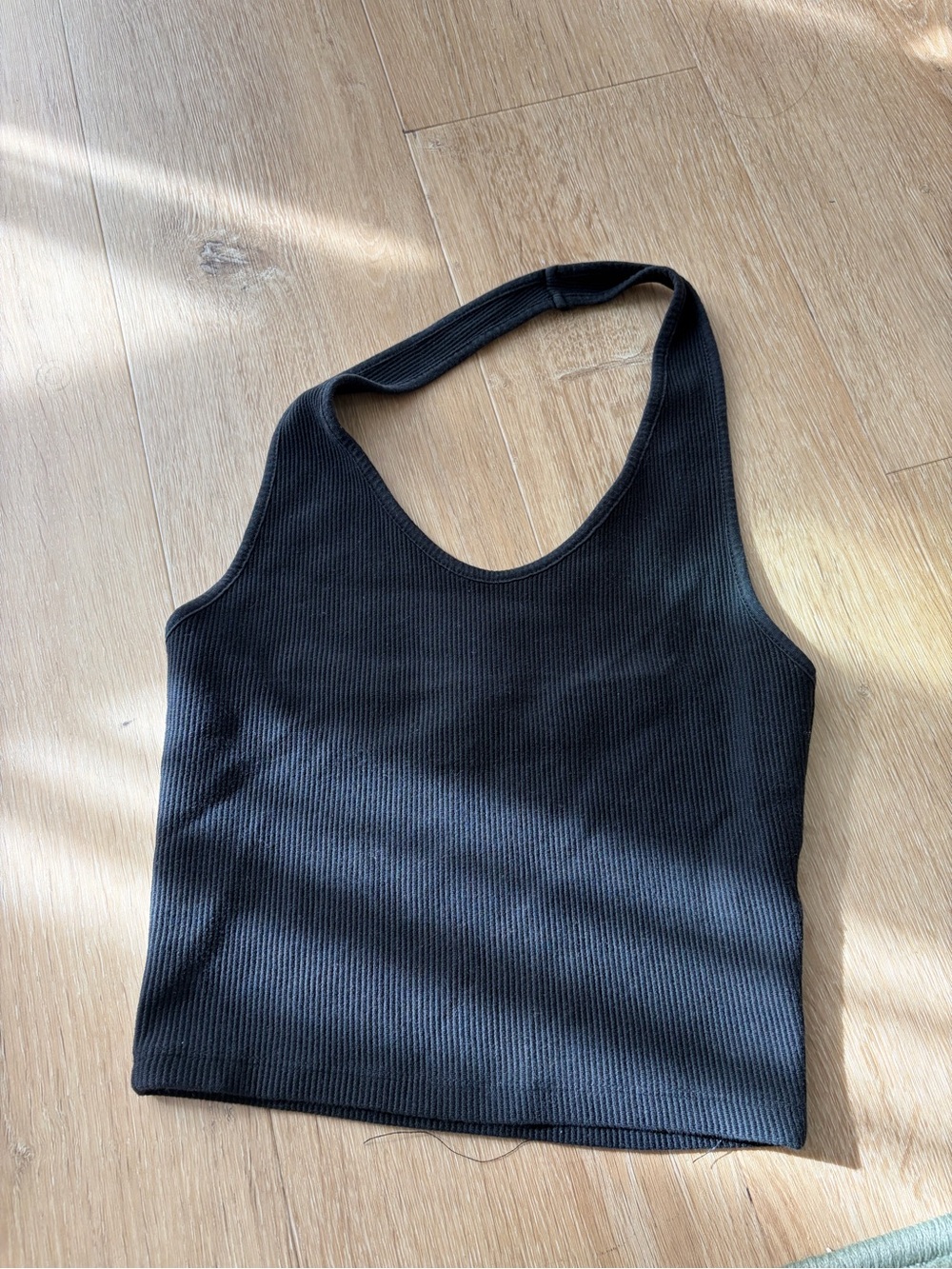 Topshop Black Ribbed Halter Tank